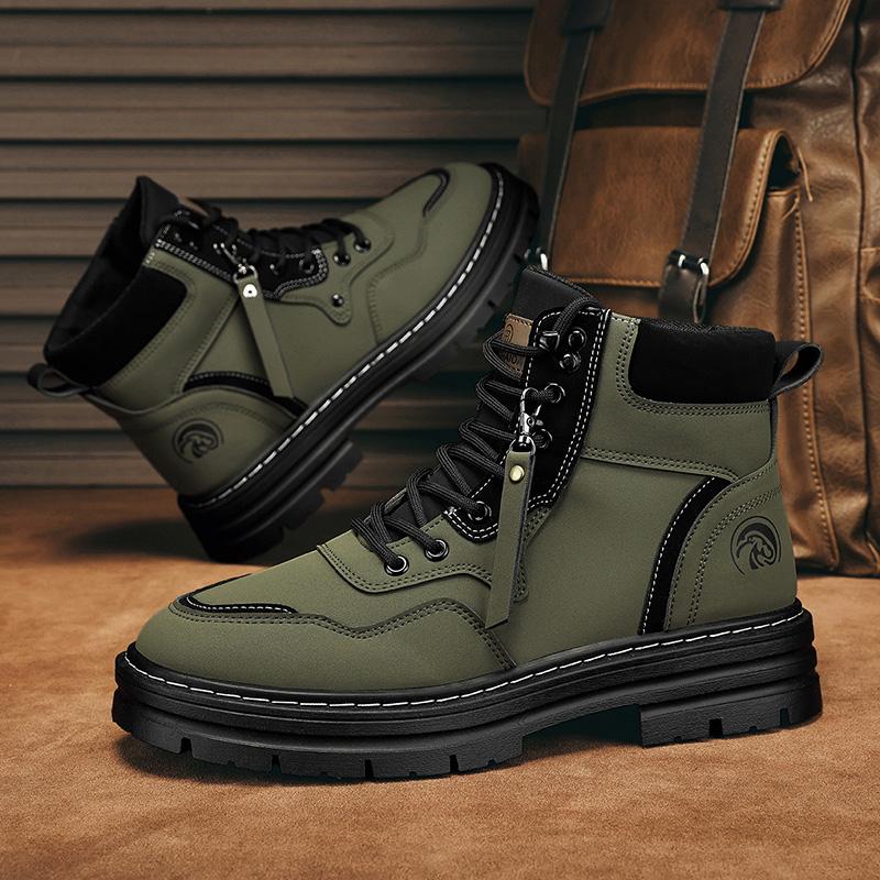 Boots men's fashionable, versatile, anti slip, wear-resistant, and height increasing men's shoes