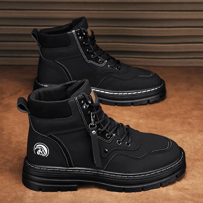 Boots men's fashionable, versatile, anti slip, wear-resistant, and height increasing men's shoes