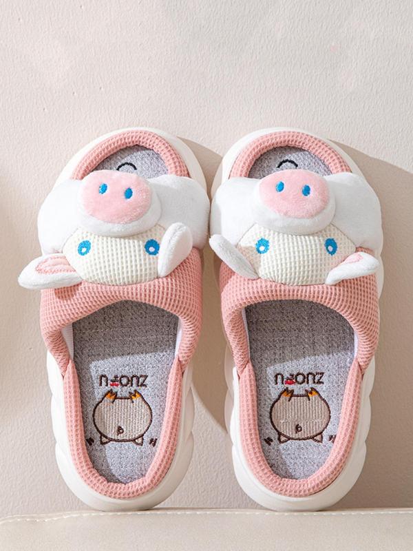 2024 New Trendy Cute Cartoon Animal Design Slippers, Matching Non-slip Soft Comfortable Bedroom Slide Slippers for Cozy Corner, Casual Kawaii Basic Slippers for Fall & Winter Footwear for Girl