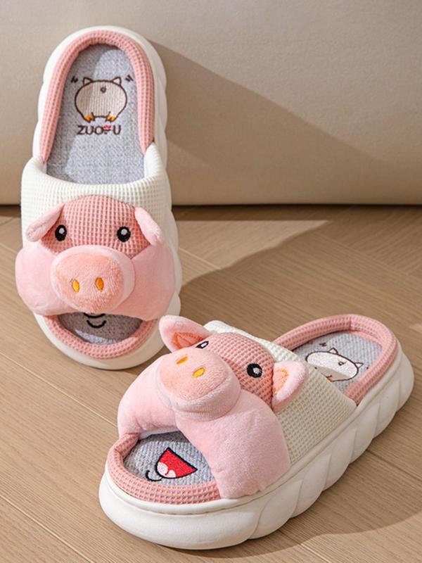 2024 New Trendy Cute Cartoon Animal Design Slippers, Matching Non-slip Soft Comfortable Bedroom Slide Slippers for Cozy Corner, Casual Kawaii Basic Slippers for Fall & Winter Footwear for Girl