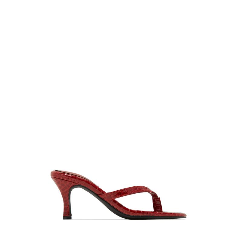 Tania Single Sole Mule Heels - Red Croc