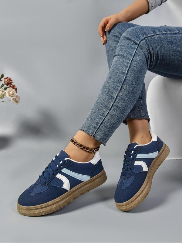 Women's Fashionable Colorblock Lace Up Platform Sneakers, Casual Comfortable Breathable Sports Shoes, Female All-match Round Toe Shoes for Daily Wear