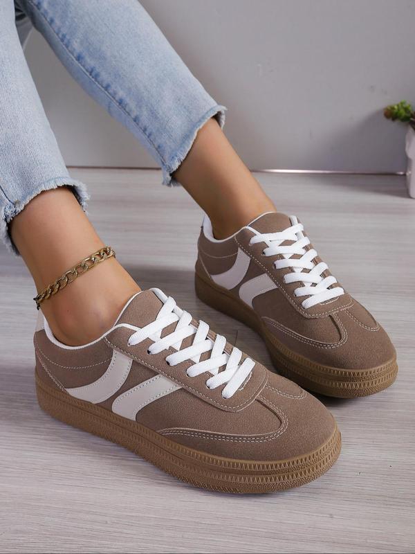 Women's Fashionable Colorblock Lace Up Platform Sneakers, Casual Comfortable Breathable Sports Shoes, Female All-match Round Toe Shoes for Daily Wear