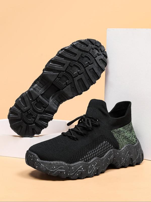 Men's Fashionable Patchwork Lace Up Low Top Sneakers, Casual Breathable Comfortable Sports Running Shoes, Male All-match Round Toe Shoes for Daily Wear