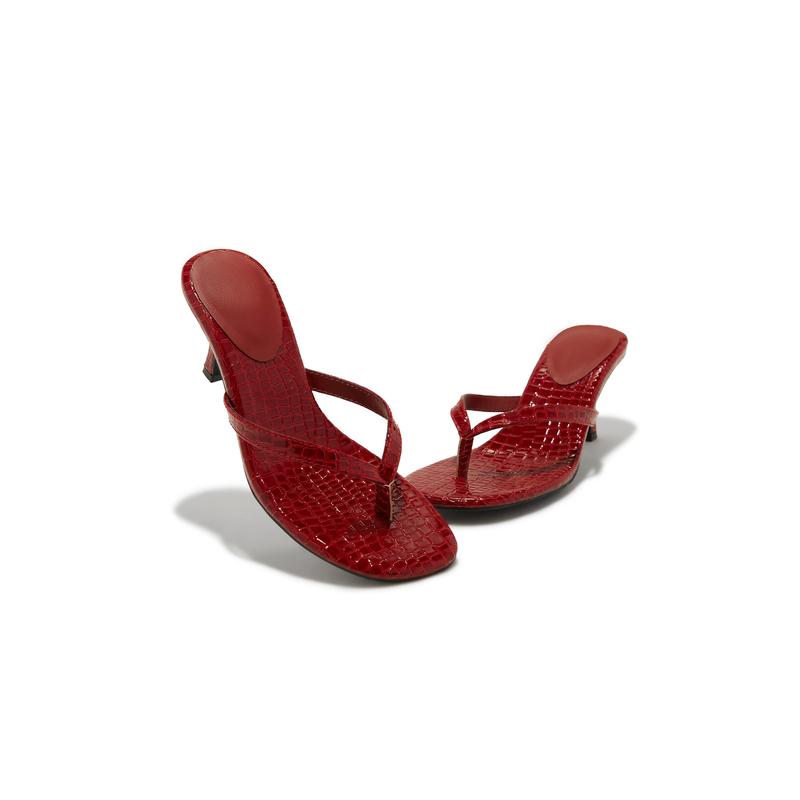 Tania Single Sole Mule Heels - Red Croc