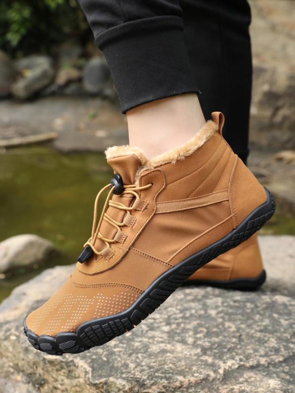 Men's Sporty Lace Up Ankle Boots, Casual Warm Non-slip Snow Boots for Outdoor Activities, Male All-match Trendy Comfort Shoes for Fall & Winter Footwear for Boy