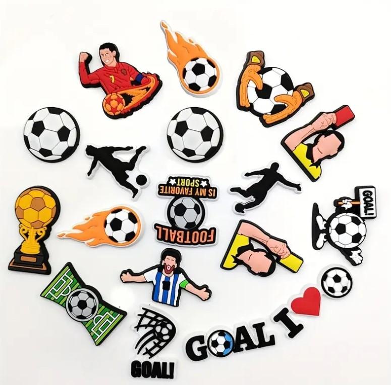 18pcs Football Series Shoe Charms For Crocs Jibbitz Bubble Slides Sandals Footwear Comfort