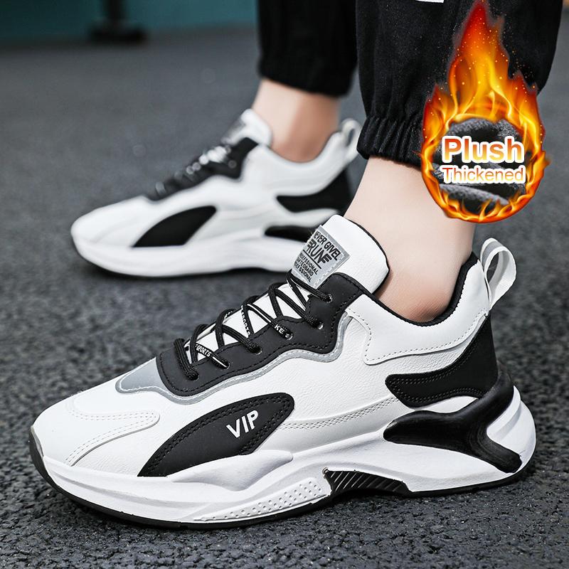 Men's shoes 2024 winter new casual all-match plus fleece thick cotton shoes men's fashion winter outdoor sports shoes