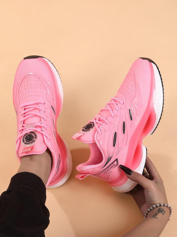 Women's Colorblock Lace Up Running Shoes, Casual Breathable Comfortable Sports Shoes, All-match Round Toe Chunky Sneakers for Daily Wear