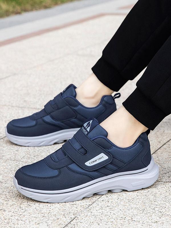 Men's Fashionable Contrast Mesh Design Velcro Sneakers, Casual Comfortable Breathable Sports Running Shoes, Male All-match Round Toe Shoes for Daily Wear