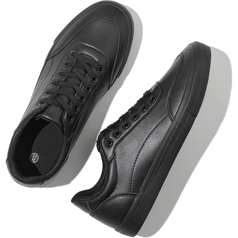 Men's White Low Top Sneaker Classic Casual Sneakers for Men Comfortable PU Leather Tennis Shoes