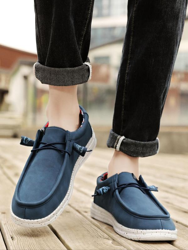 Men's Casual Solid Color Lace Up Loafers, Fashionable Breathable Comfortable Loafers for Daily Wear, Lightweight Breathable Shoes for All Seasons