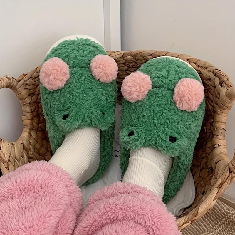 Adorable Frog Design Indoor Slippers - Ultra-Soft Plush Lined, Effortless Slip-On, Premium Comfort for Cozy Home Living