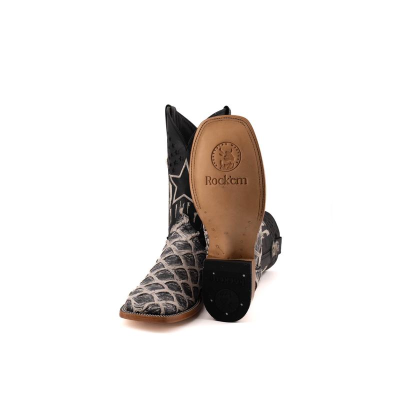 Clone Fish Pirarucu Square Toe Cowboy Boots FINAL SALE