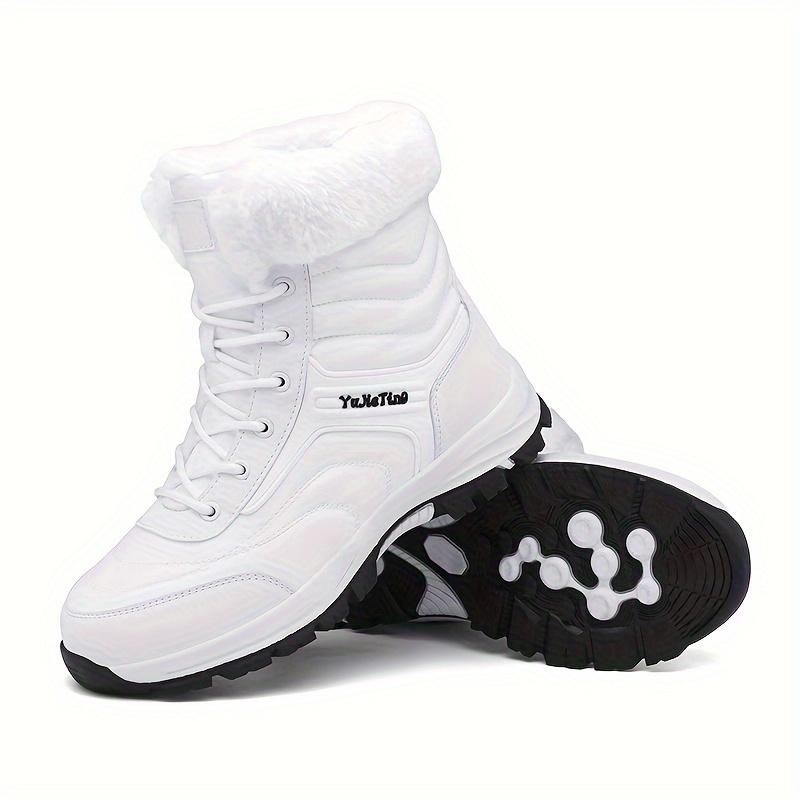 Men's Fashion High-Top Snow Boots, with Soft Warm Lining, Lace-up Sneaker, with Buckle and Velcro, Comfortable Outdoor Walking Travel Shoes-Winter