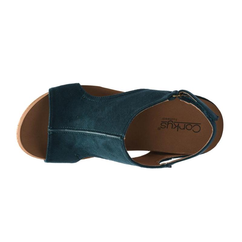 CORKYS CARLEY WEDGE SANDALS - TEAL FAUX SUEDE