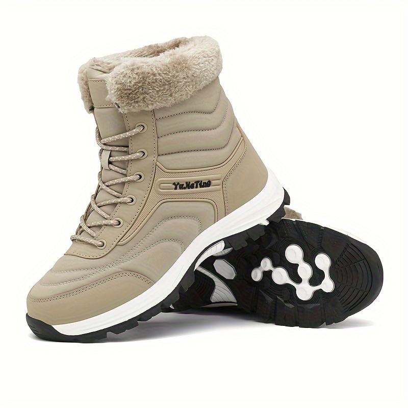 Men's Fashion High-Top Snow Boots, with Soft Warm Lining, Lace-up Sneaker, with Buckle and Velcro, Comfortable Outdoor Walking Travel Shoes-Winter