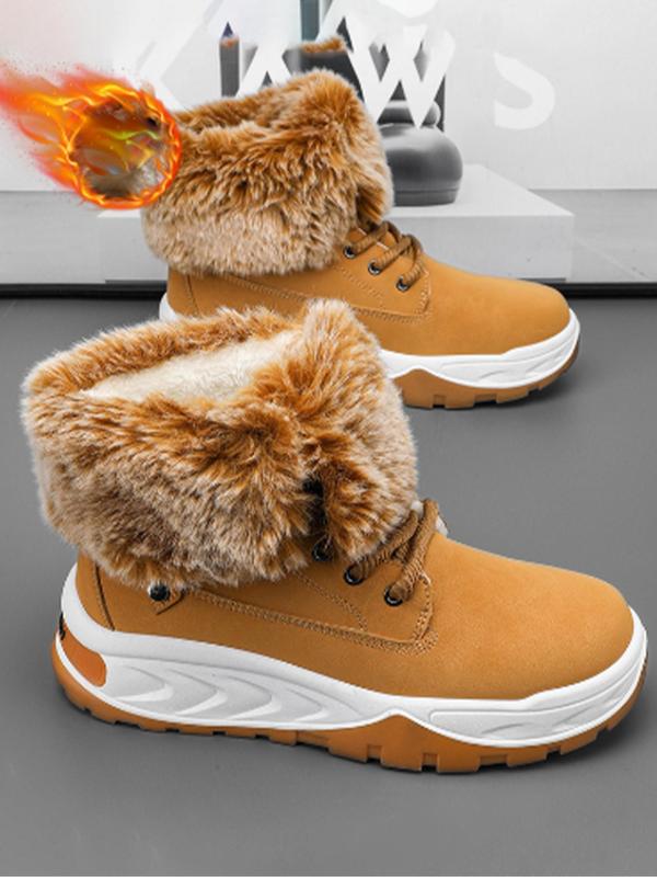 Men's Solid Color Ankle Boots, Casual Comfortable Warm Snow Boots for Outdoor Activities, Fashionable Sports Shoes for Men & Women