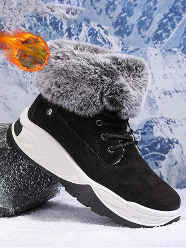 Men's Solid Color Ankle Boots, Casual Comfortable Warm Snow Boots for Outdoor Activities, Fashionable Sports Shoes for Men & Women