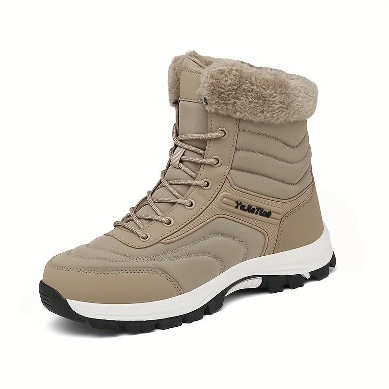 Men's Fashion High-Top Snow Boots, with Soft Warm Lining, Lace-up Sneaker, with Buckle and Velcro, Comfortable Outdoor Walking Travel Shoes-Winter