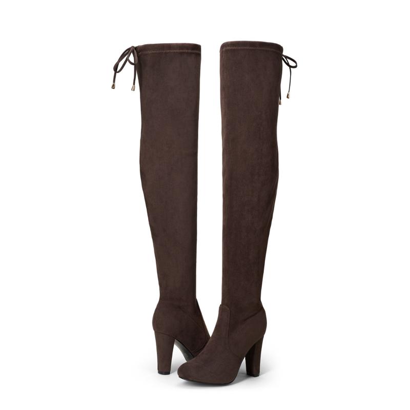 Women's 993 Thigh High |Over The Knee Boots Suede Long Boot with Inner Zipper Walking Shoes Footwear Block Heel