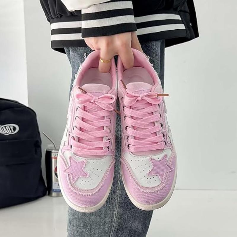 Old Star Platform Shoes, Cute Sneakers for Women Walking Outdoor, Fashionable Lace-up Shoes, Breathable Casual Shoes