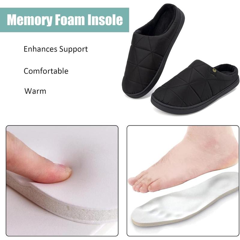 Indoor Memory Foam Slippers Mens Fleece Lined Comfortable House Shoes for Men Closed Toe Waterproof Non-Slip Winter Warm Slippers