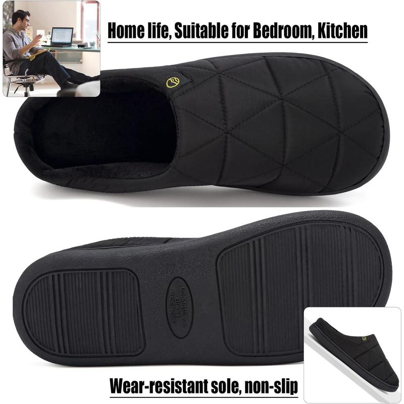 Indoor Memory Foam Slippers Mens Fleece Lined Comfortable House Shoes for Men Closed Toe Waterproof Non-Slip Winter Warm Slippers