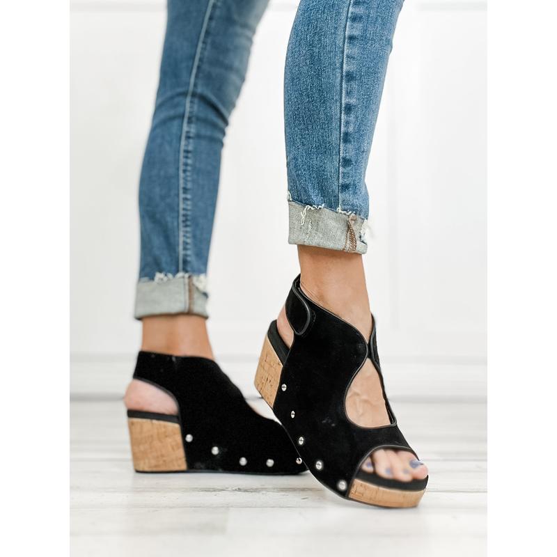 Corkys Frisky Wedge Sandals in Black