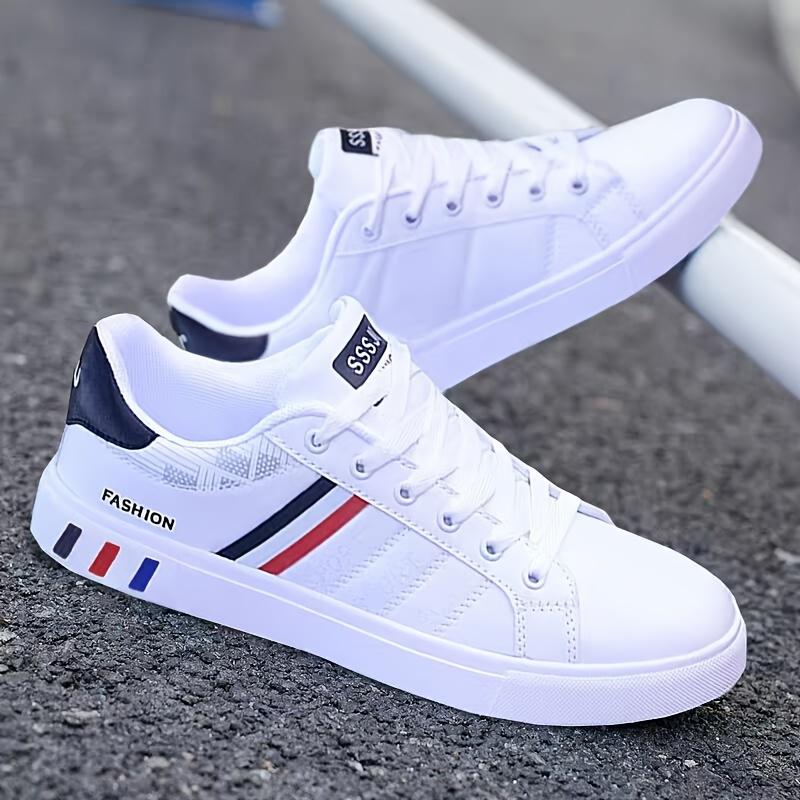 Men's Trendy Breathable White Shoes Outdoor Comfortable Walking Sneakers, Casual Shoes For Men, Men's Shoes, Spring And Autumn Closed Boy