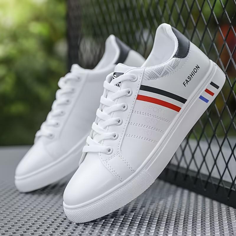 Men's Trendy Breathable White Shoes Outdoor Comfortable Walking Sneakers, Casual Shoes For Men, Men's Shoes, Spring And Autumn Closed Boy