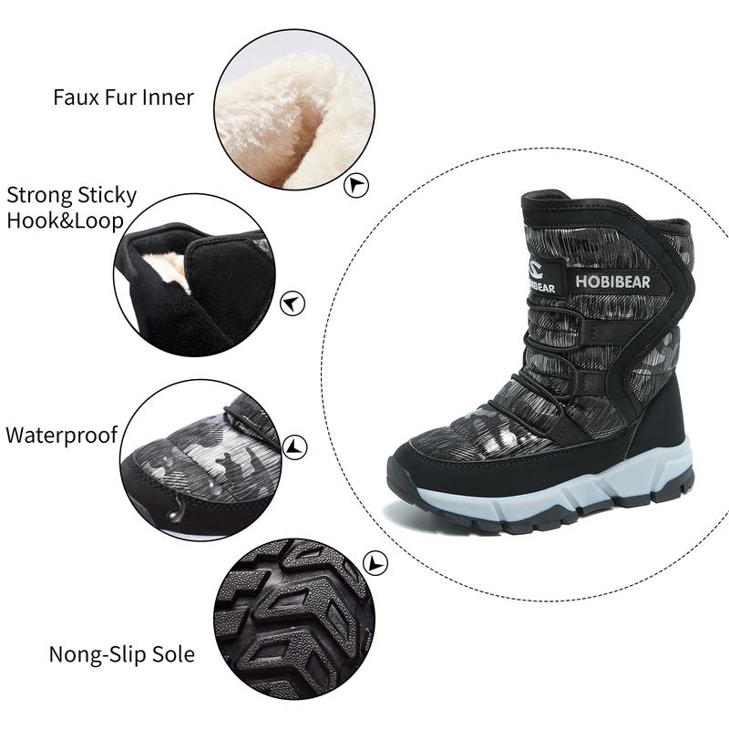 HOBIBEAR  women and men Snow Boots Anti-Slip Waterproof Outdoor Shoes Winter Snow Boots Warm Fur Lined Comfortable Shoes for Women