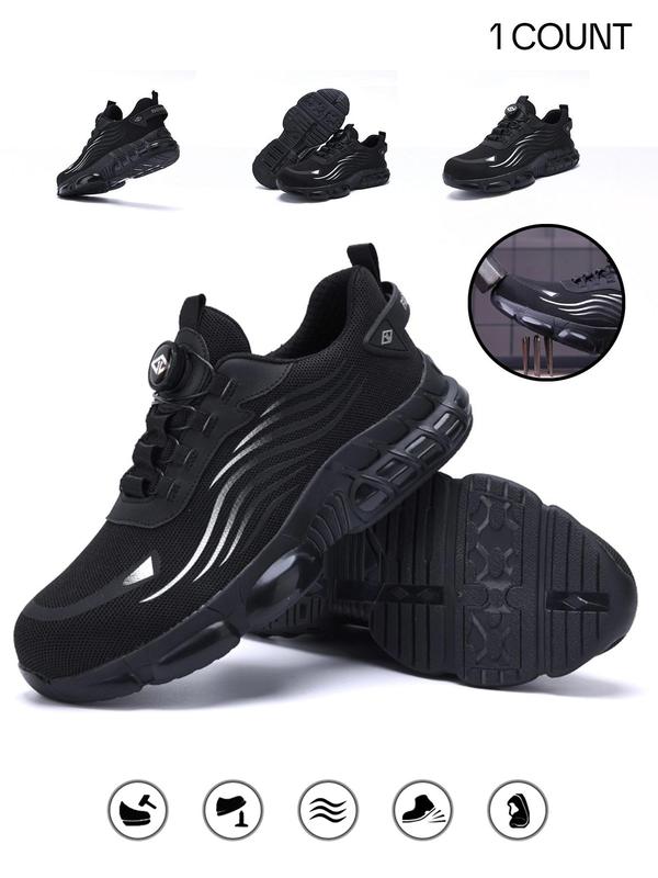 Men's Sporty Lace Up Low Top Sneakers, Casual Comfortable Breathable Running Shoes, Fashionable Anti-smash and Anti-puncture Work Shoes for Daily Wear