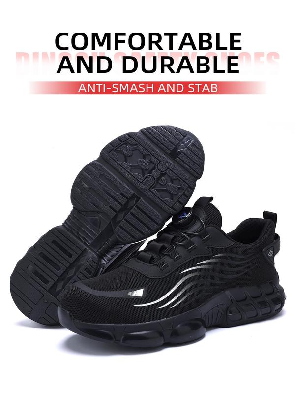 Men's Sporty Lace Up Low Top Sneakers, Casual Comfortable Breathable Running Shoes, Fashionable Anti-smash and Anti-puncture Work Shoes for Daily Wear