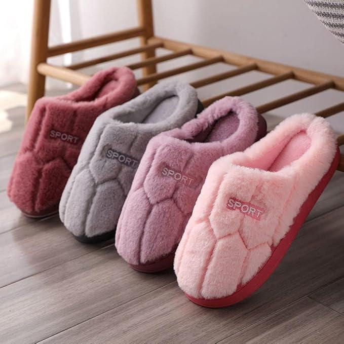 Cozy Plush Slippers - Warm, Comfortable Indoor Shoes for Men & Women, Solid Color, Non-Slip TPR Sole