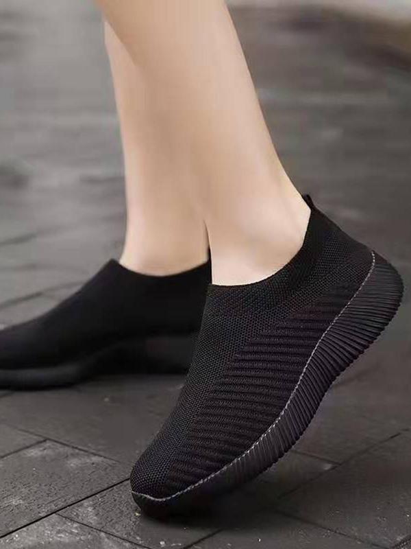 Women's Solid Slip on Sock Sneakers, Casual Comfortable Breathable Low Top Shoes for Fall Outfits, All-match Commuter Shoes for Work & Daily Wear, Fall Freshness