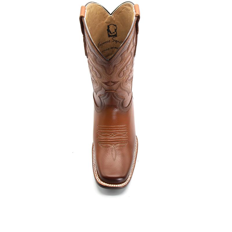 2555013158 -  Men's Vaquero Signature Rodeo Square Toe Boots Flor Entera Canela Difuminado