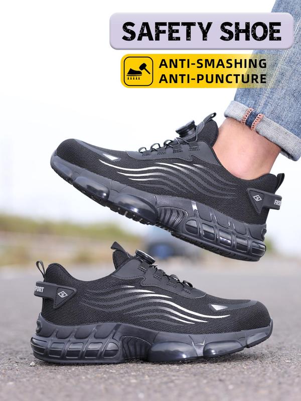 Men's Sporty Lace Up Low Top Sneakers, Casual Comfortable Breathable Running Shoes, Fashionable Anti-smash and Anti-puncture Work Shoes for Daily Wear