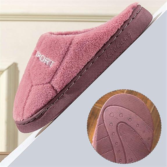 Cozy Plush Slippers - Warm, Comfortable Indoor Shoes for Men & Women, Solid Color, Non-Slip TPR Sole