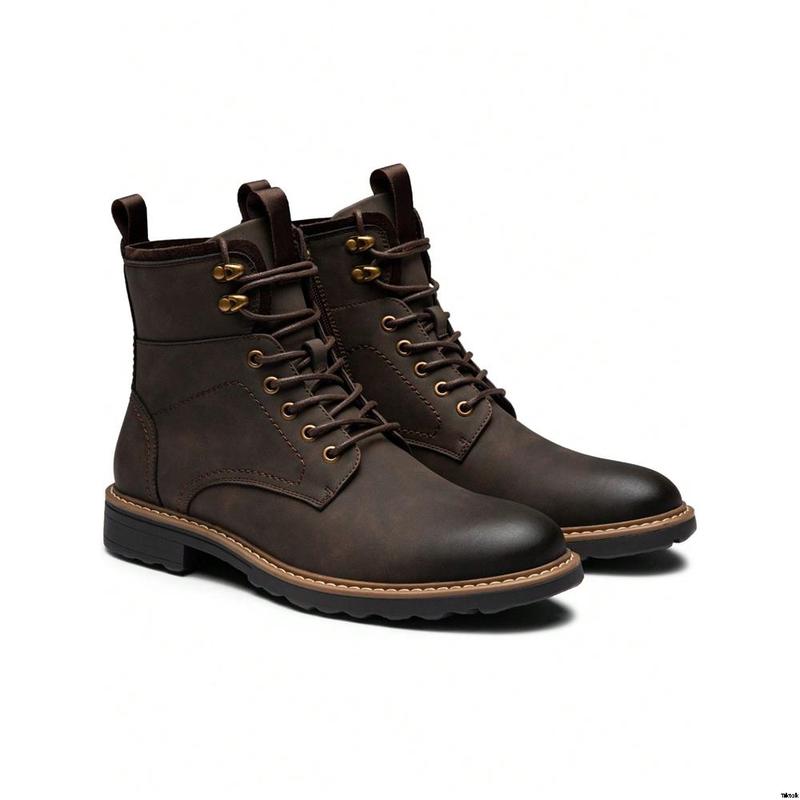 Child Valentine's Day date boots retro lace up casual waterproof men's men's small black boots motorcycle brown boots shoes