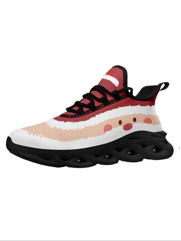 Women's Christmas Themed Lace Up Front Sneakers, Casual Comfortable Breathable Sports Running Shoes, Female All-match Round Toe Chunky Sneakers for Daily Wear