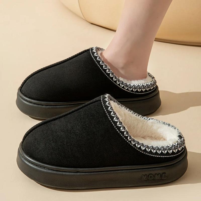 Women's Platform Fluffy Slippers Women House Flats Fashion Plush Winter Designer Shoes Ladies Home Elegant Casual Footwear Large Size NBYYCHD