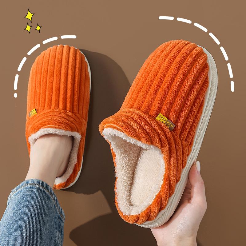 Winter Cotton Slippers Female Couple Home Warm Indoor Household Bag With Men's Thick Soled Postpartum Month Cotton Shoes Footwear Slide