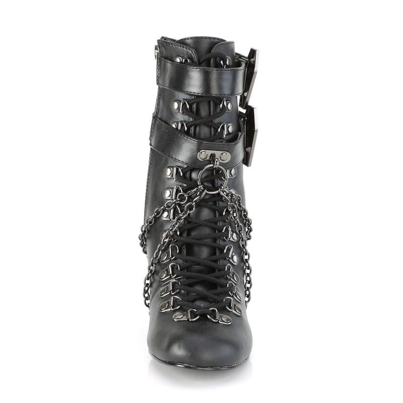 Demonia Vivika-128 Black Vegan Leather Ankle Boots