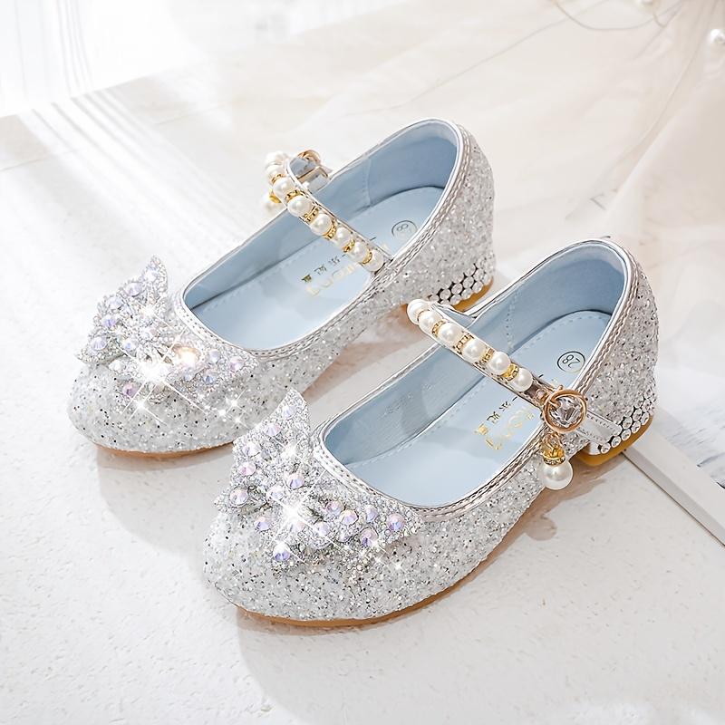 Fashionable and Elegant Sequined Pearl Bowknot High Heels, Lightweight Non-Slip Soft Bottom Wedding Shoes, Suitable for Performance Party, Spring 8308c-2