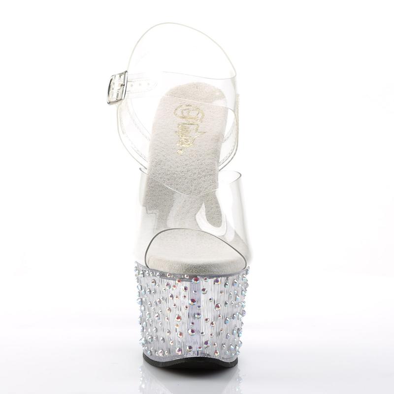 Pleaser Stardance-708 Womens Sandals in Clear Multiclear Rhinestones