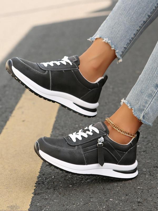 Women's Fashionable Lace Up Low Top Sneakers, Casual Comfortable Round Toe Sports Running Shoes, All-match Basic Shoes for Daily Wear