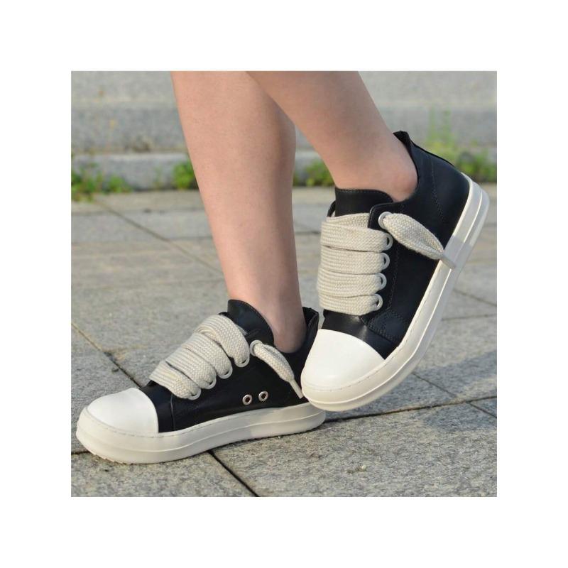 Low-Top Lace-Up Round Toe Chunky Sole Casual Athletic Sneakers