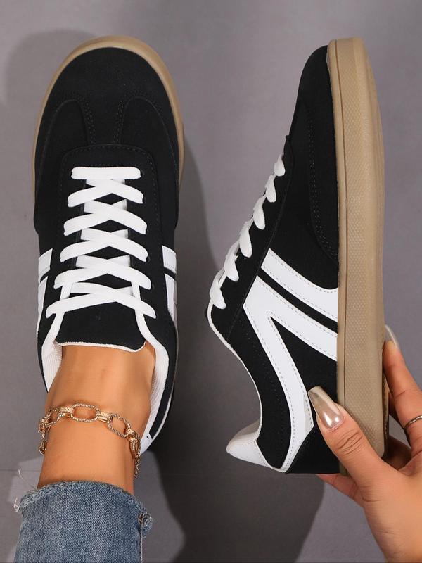 Women's Fashionable Colorblock Lace Up Low Top Sneakers, Casual Comfortable Sports Shoes for Daily Wear, Female All-match Round Toe Shoes for Spring & Fall