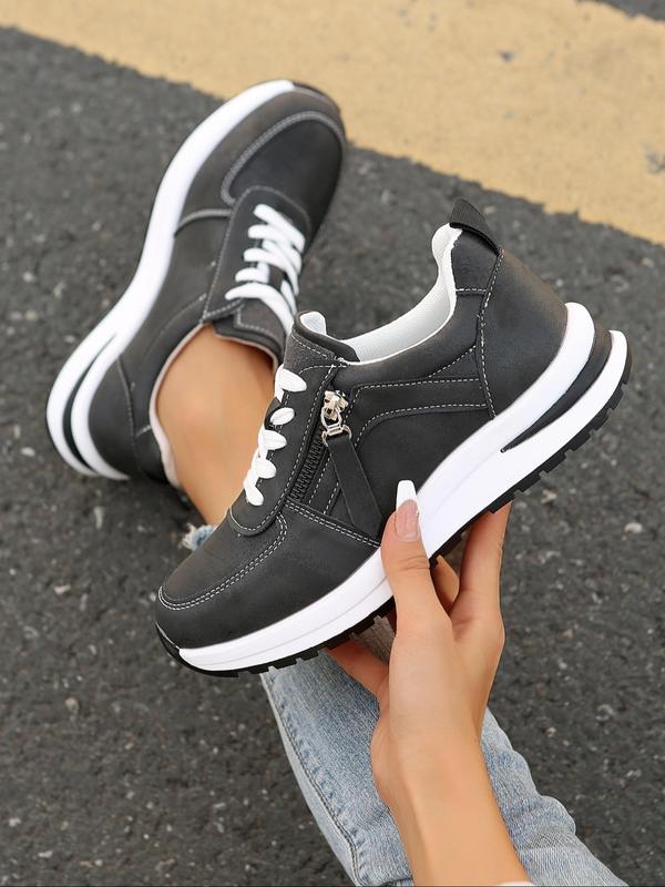 Women's Fashionable Lace Up Low Top Sneakers, Casual Comfortable Round Toe Sports Running Shoes, All-match Basic Shoes for Daily Wear